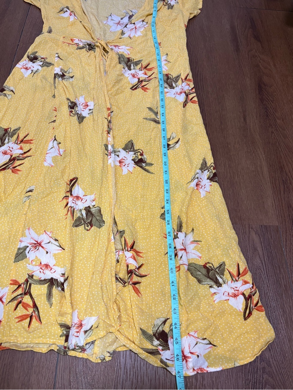 Lulus Heart of Marigold Yellow Floral Wrap Maxi Dress Medium - Picture 9 of 10